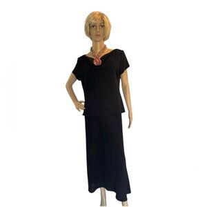 S.L. Fashions Black Evening Drape Neck Dress Size 12